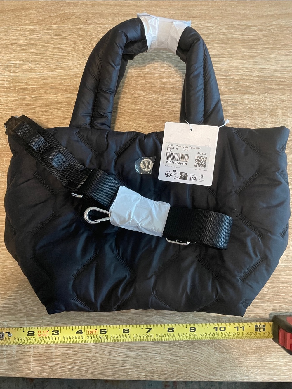 lululemon athletica Black Quilted Tote with Removable Strap